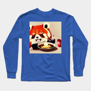 Kawaii Red Panda Eating Ramen Long Sleeve T-Shirt